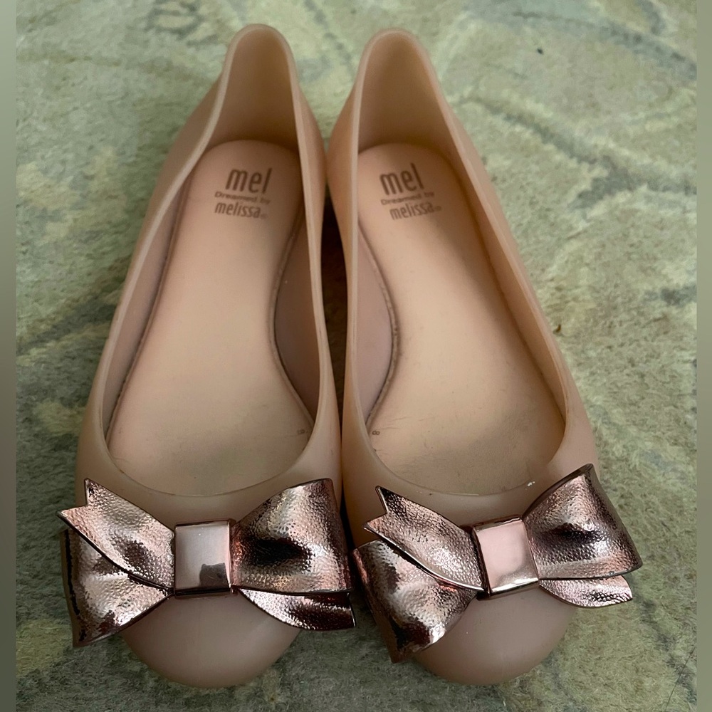 Mel by Melissa Pink Jelly Flats with Bow Size 12
